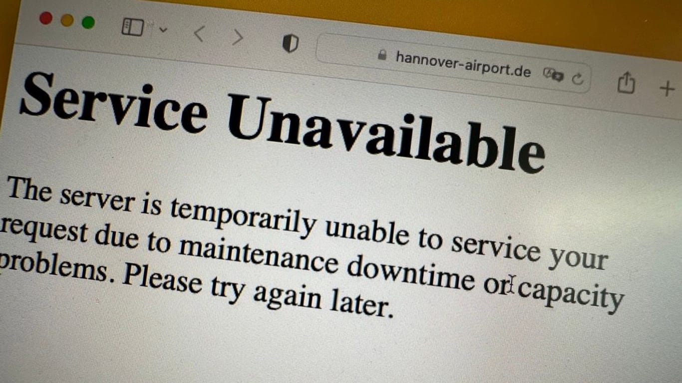 Website des Flughafen Hannover: Derzeit nicht aus dem Internet erreichbar.