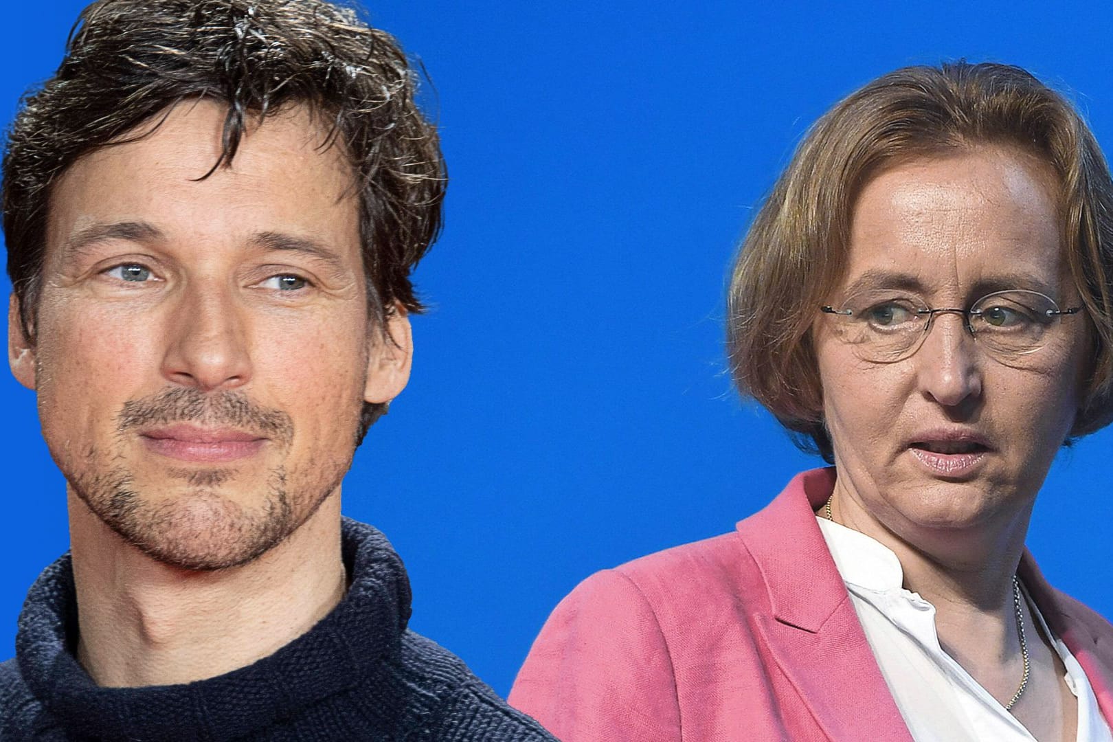 Florian David Fitz und Beatrix von Storch: Der Schauspieler widerspricht der AfD-Politikerin, sein Film sei transideologische Gehirnwäsche.