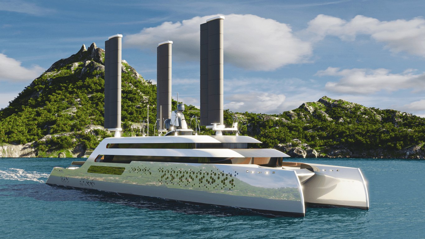 Das Projekt "Albatros": Ökologisch und luxuriös – beide Elemente soll die Luxusyacht verbinden.