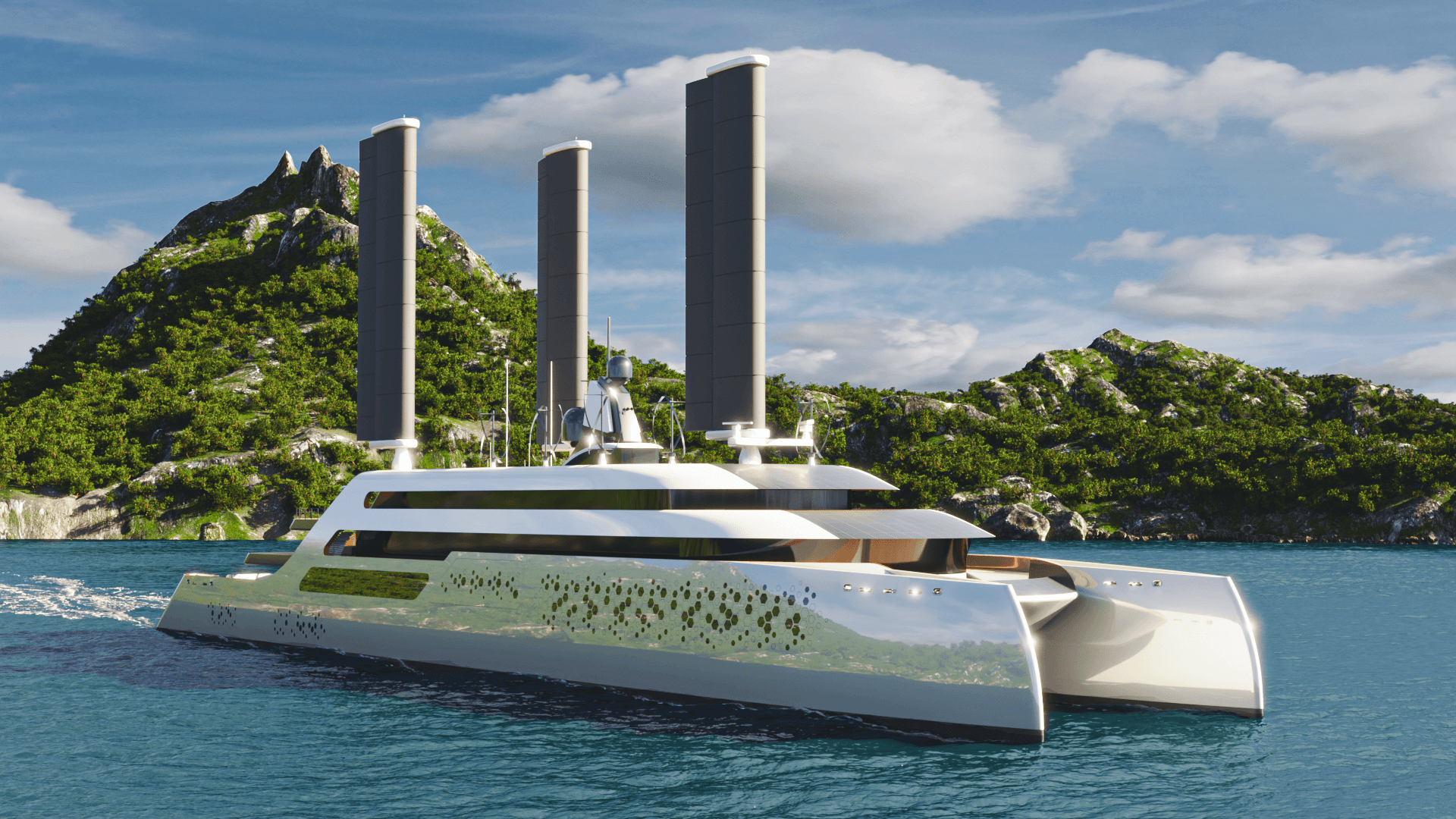 Das Projekt "Albatros": Ökologisch und luxuriös – beide Elemente soll die Luxusyacht verbinden.