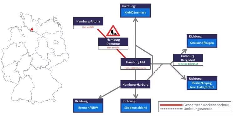 Die Deutsche Bahn hat für den Zeitraum vom 4. bis 19. März 2023 erhebliche Einschränkungen im Großraum Hamburg angekündigt. Betroffen sind der Regional- und Fernverkehr.
