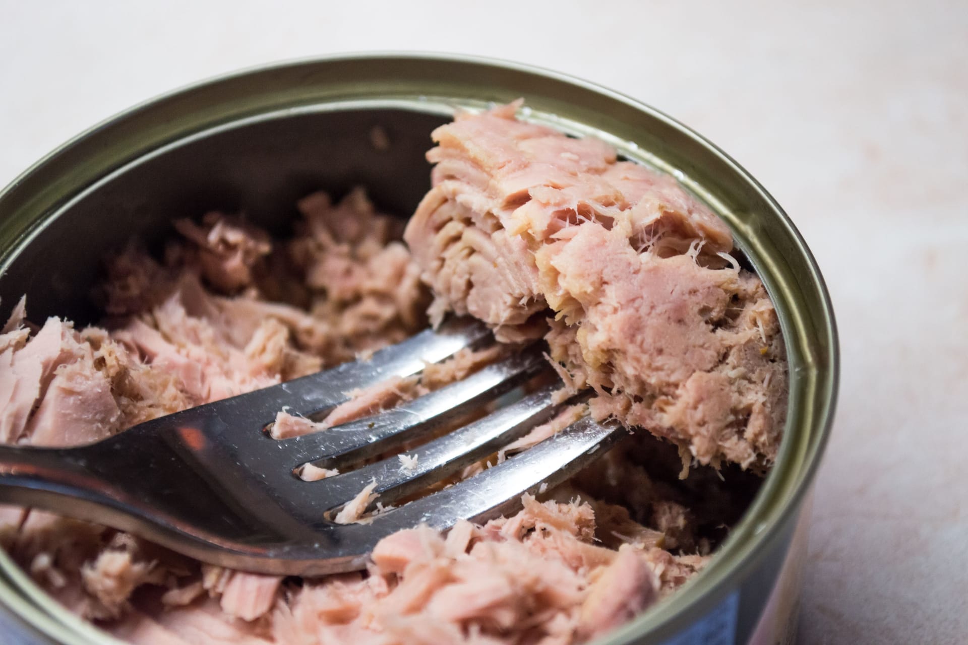 Thunfisch in der Dose: Damit er nicht austrocknet, wird entweder Öl oder Wasser hinzugegeben.