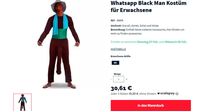 Blanker Rassismus: Die Kostüme im Sortiment des Anbieters machen fassungslos.