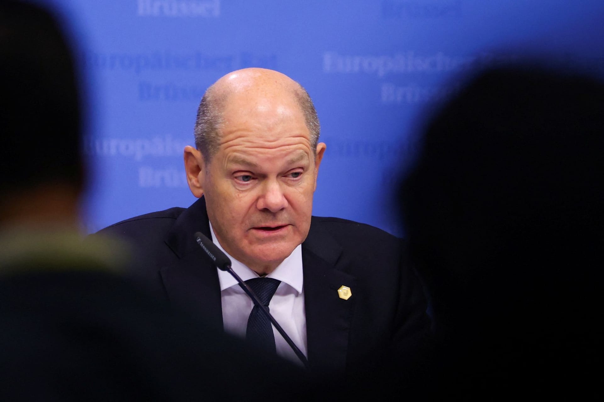 Olaf Scholz spricht in Brüssel zur Presse: Der Kanzler ist bei den Panzerlieferungen optimistisch.