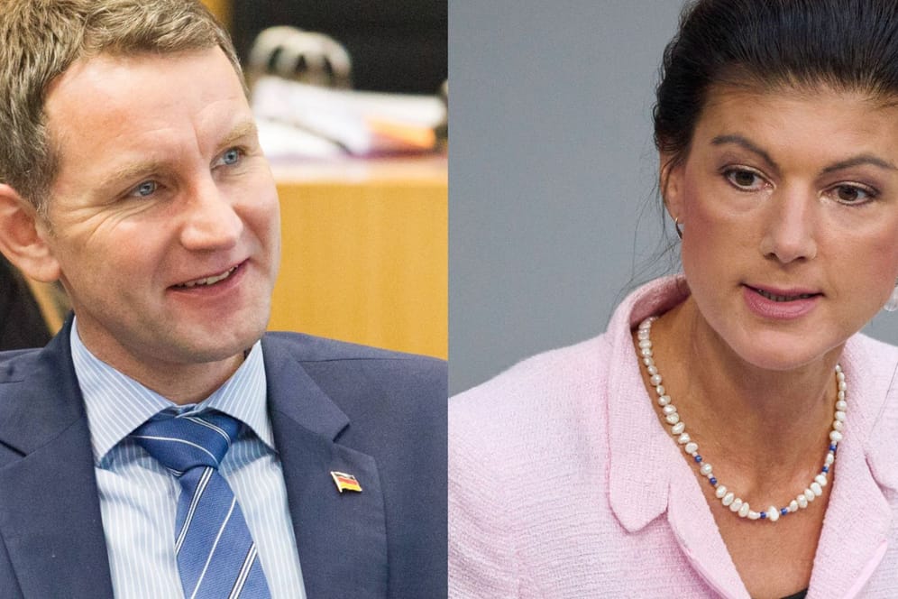 Björn Höcke (AfD) und Sahra Wagenknecht (Die Linke): Wenn es nach Höcke ginge, würden sie bald gemeinsam streiten.