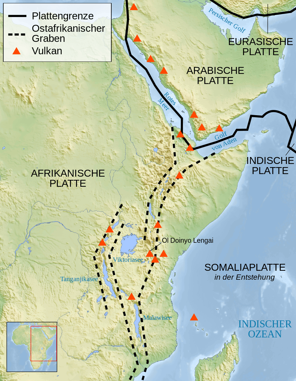 Der Große Afrikanische Grabenbruch: Hier spaltet sich ein Teil Ostafrikas ab.