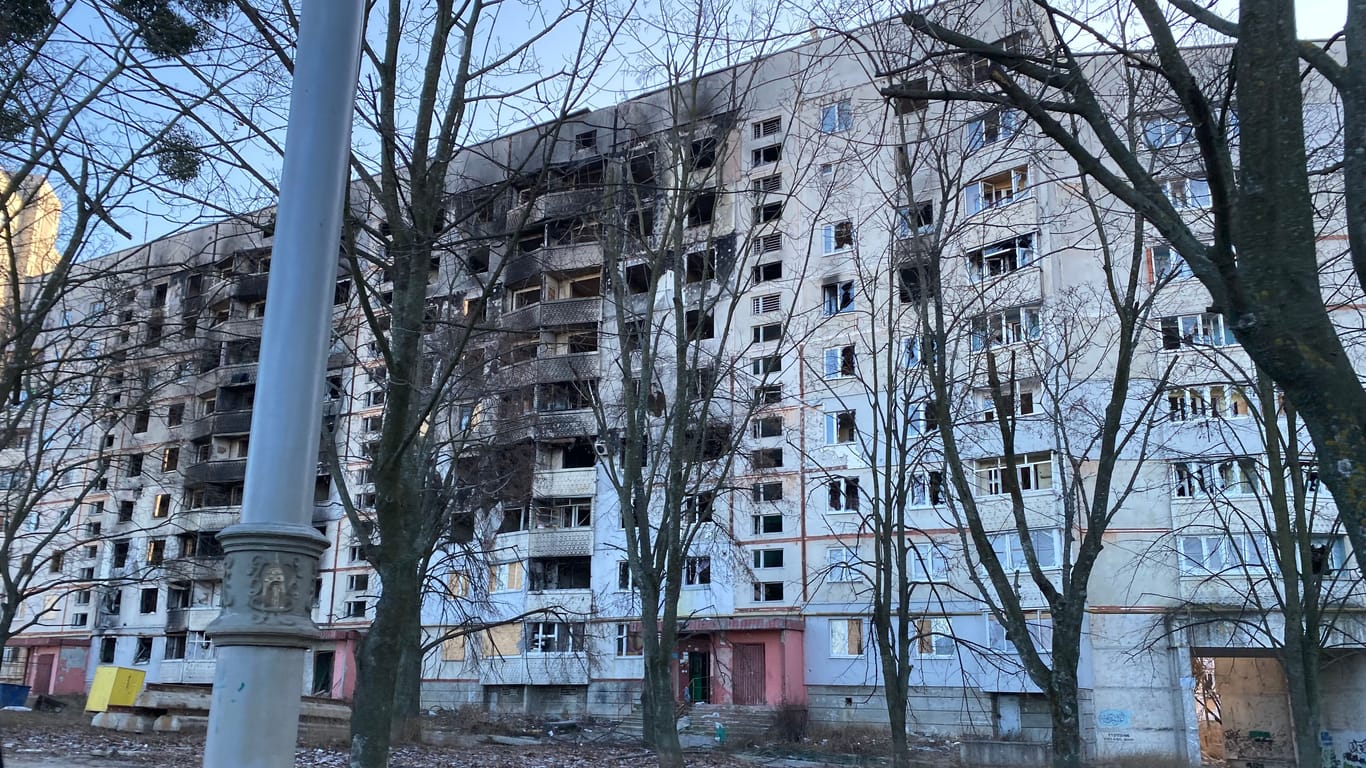 Hochhaus aus Stahlbeton in Charkiw.