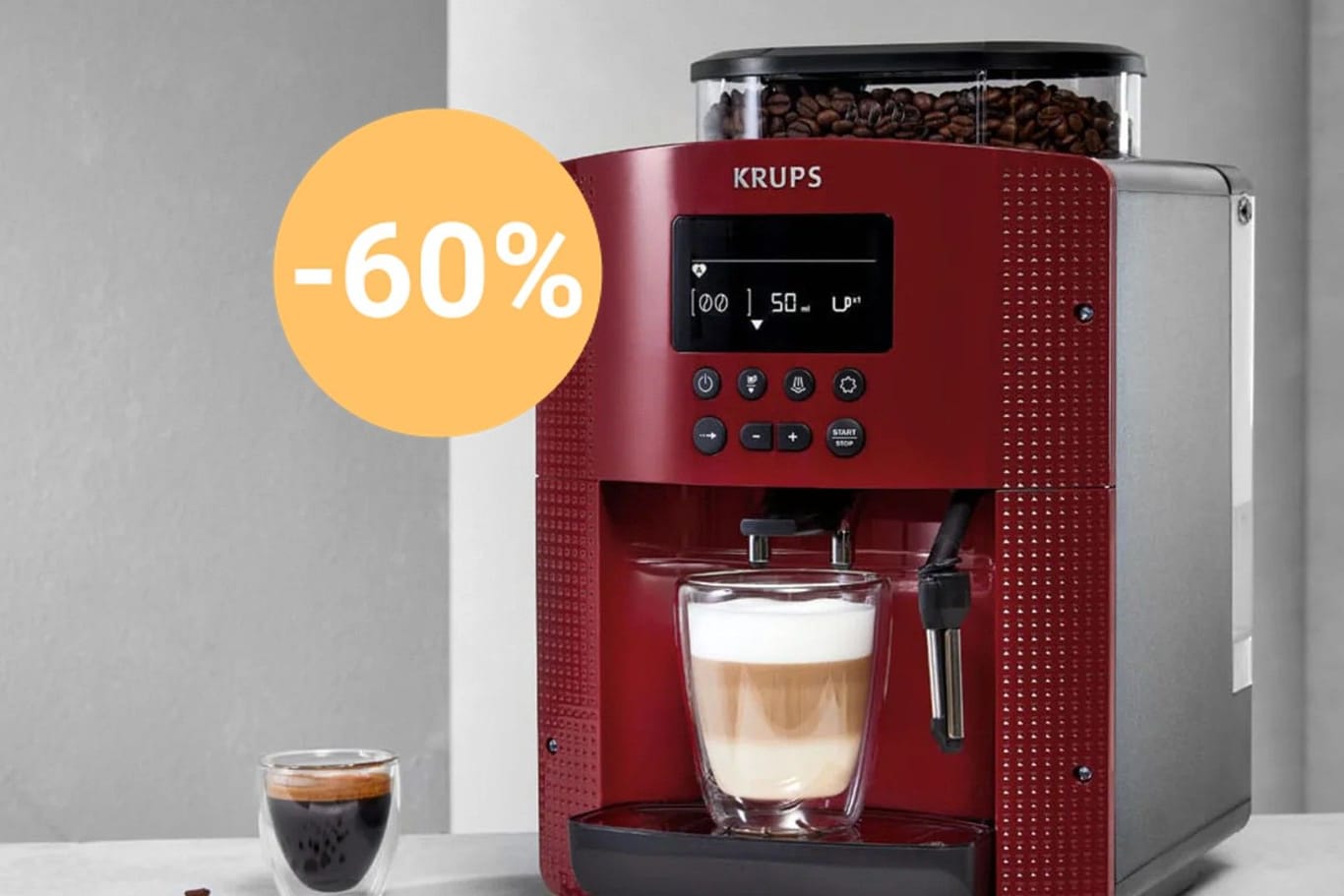 Bei Lidl sparen Sie heute 60 Prozent auf einen Kaffeevollautomaten von Krups.