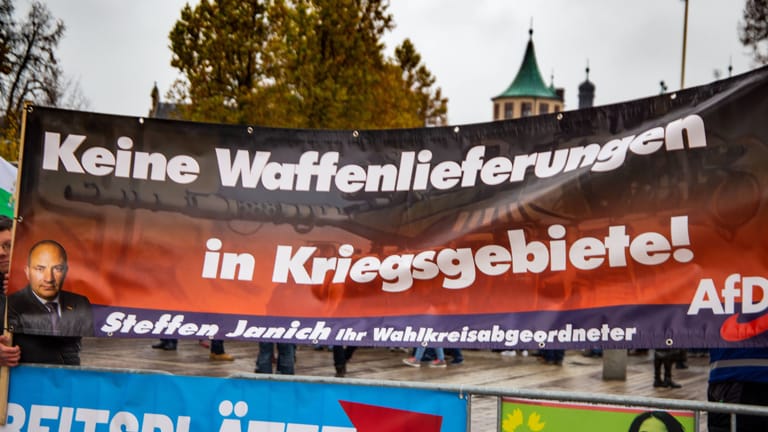 AfD-Kundgebung in Speyer im November 2022: "Unser Land zuerst" war das Motto der Veranstaltung, gefordert wurde der Stopp von Waffenlieferungen.
