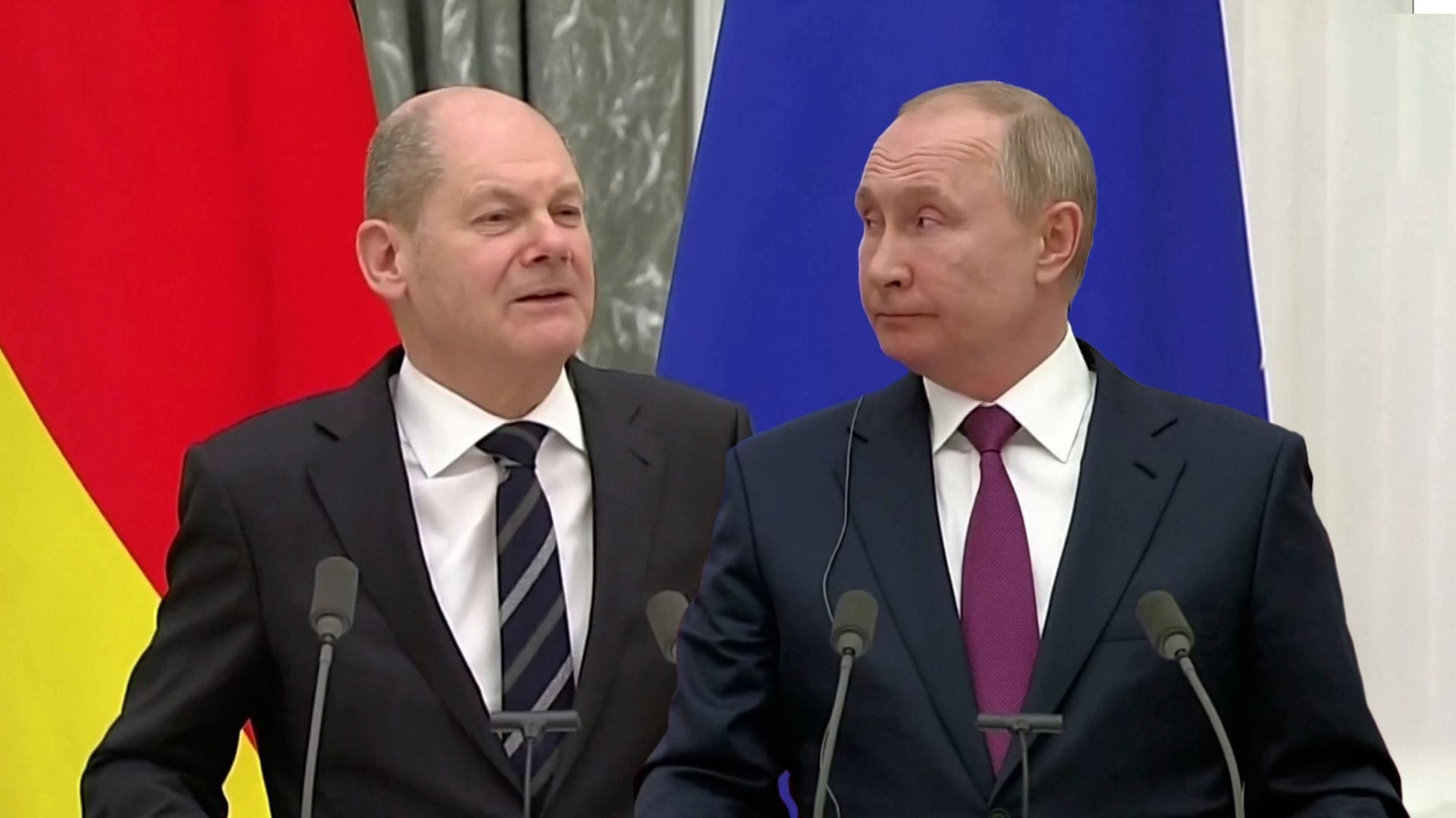 Olaf Scholz zu Besuch bei Wladimir Putin am 15. Februar 2022