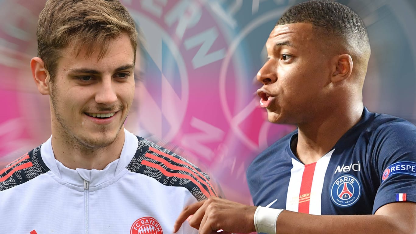 Josip Stanišić (l.) und Kylian Mbappé: Der Bayern-Profi steht vor der bislang größten Herausforderung seiner Karriere und soll den Superstar aufhalten.