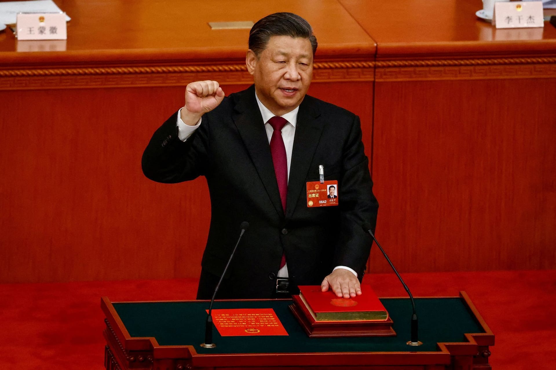 Der chinesische Präsident Xi Jinping bei der Vereidigung: Er wurde für eine dritte Amtszeit bestätigt.