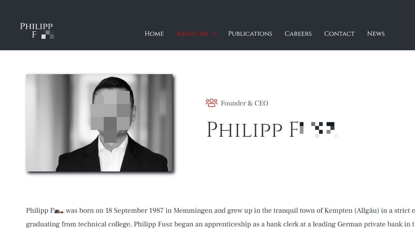 Gründer und Geschäftsführer: So stellt sich Philipp F. selbst im Netz dar.