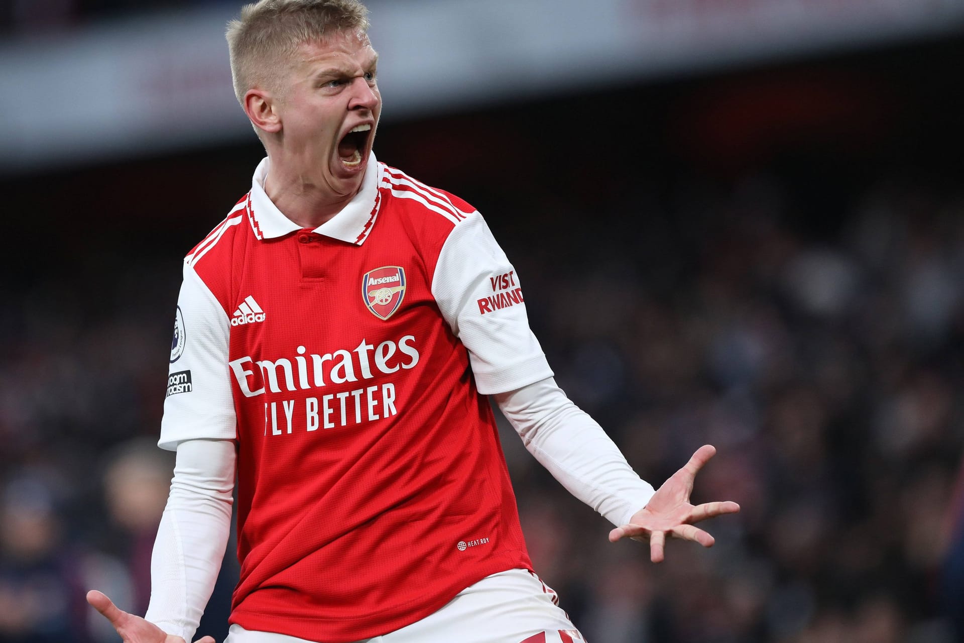 Oleksandr Zinchenko jubelt: Arsenal schaffte einen Sieg in letzter Sekunde.