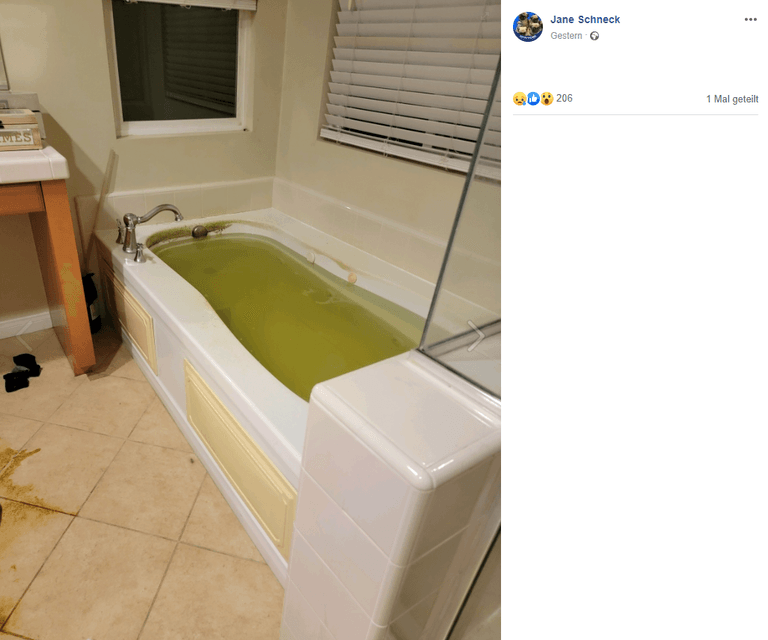 Aaron Carters Mutter teilte dieses Foto auf Facebook: Es ist die Badewanne des Verstorbenen.