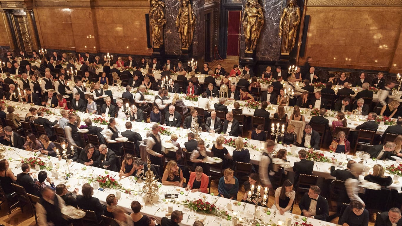 Das Matthiae-Mahl im Jahr 2018: Es findet im großen Festsaal des Hamburger Rathauses statt.