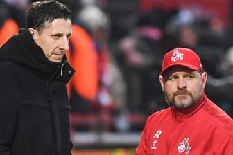 Köln-Geschäftsführer Keller (li.) und -Trainer Baumgart: Nächste Schritte gegen das Fifa-Urteil.