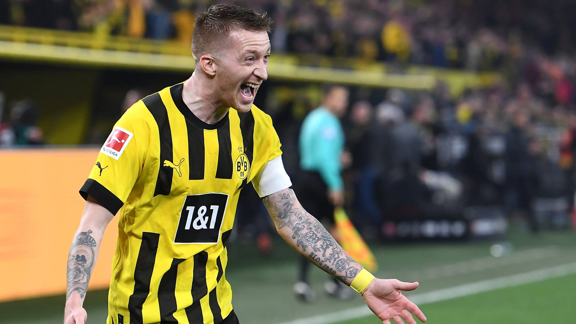 Marco Reus jubelt: Zum 6.1-Sieg gegen Köln steuerte der BVB-Kapitän zwei Treffer bei.