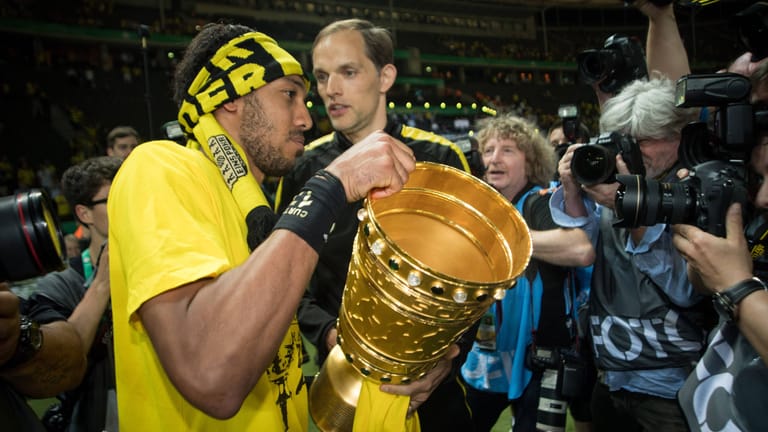 In Dortmund gewannen Pierre-Emerick Aubameyang (l.) und Thomas Tuchel gemeinsam den DFB-Pokal.