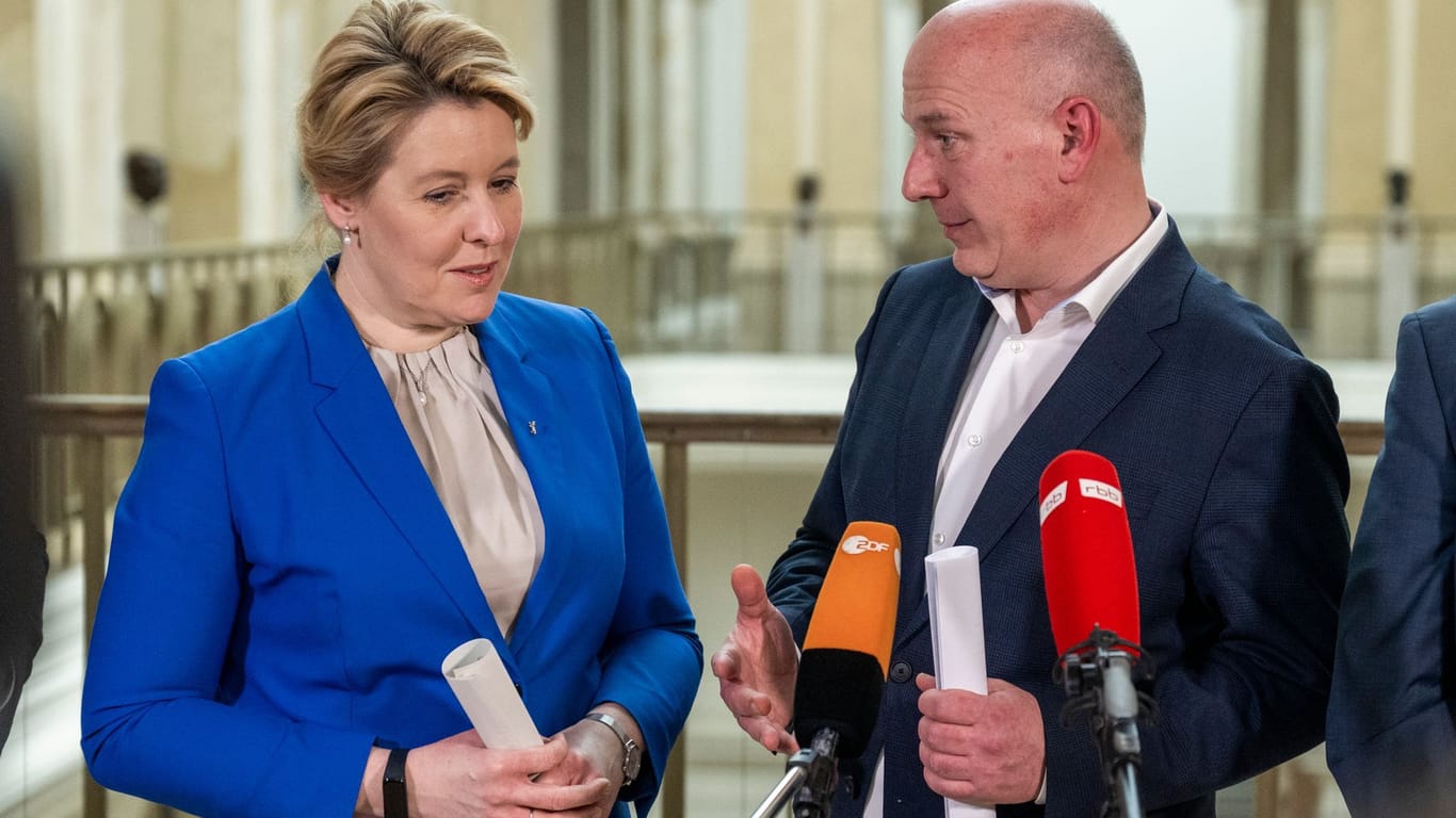 Franziska Giffey (SPD) und Kai Wegner (CDU): Die Stimmung beschreiben sie als überschwänglich.