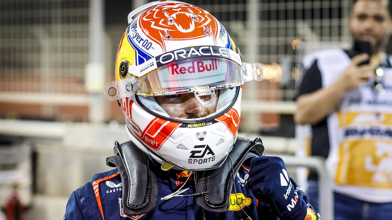 Max Verstappen: Der amtierende Weltmeister feiert seine Pole Position in Bahrain.