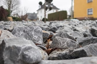 Steine liegen in einem Schottergarten (Symbolfoto): "Schottergärten heizen im Sommer die Stadt auf und schaden der Artenvielfalt", heißt es von den Grünen in Bremen.