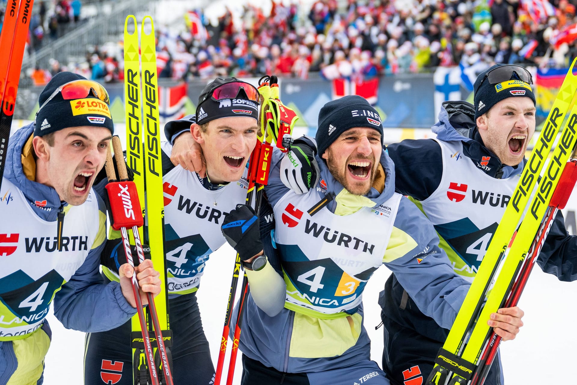 Albert Kuchler, Janosch Brugger, Jonas Dobler und Friedrich Moch (v.l.n.r.): Sie haben Bronze geholt.