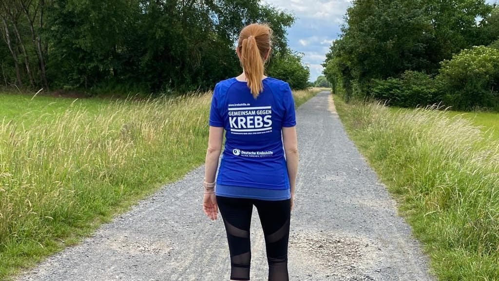 Esther M. bei einem Spendenlauf für die Deutsche Deutsche Krebshilfe.