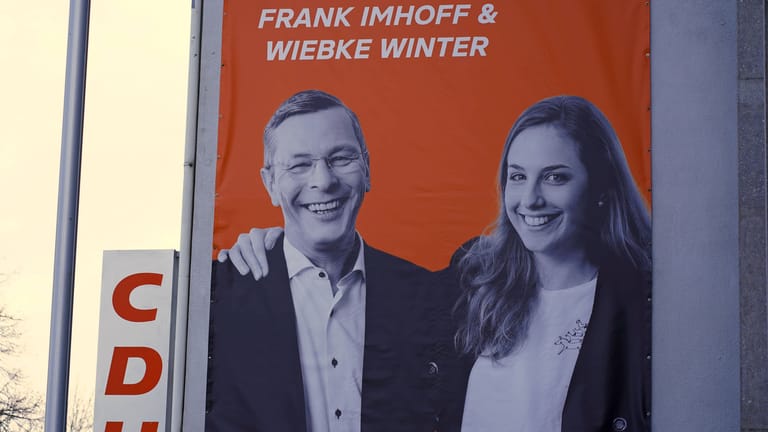 Wahlplakat der Bremer CDU (Archivfoto): Frank Imhoff und Wiebke Winter gehen als Doppelspitze in den Wahlkampf zur Bürgerschaftswahl am 14. Mai 2023.