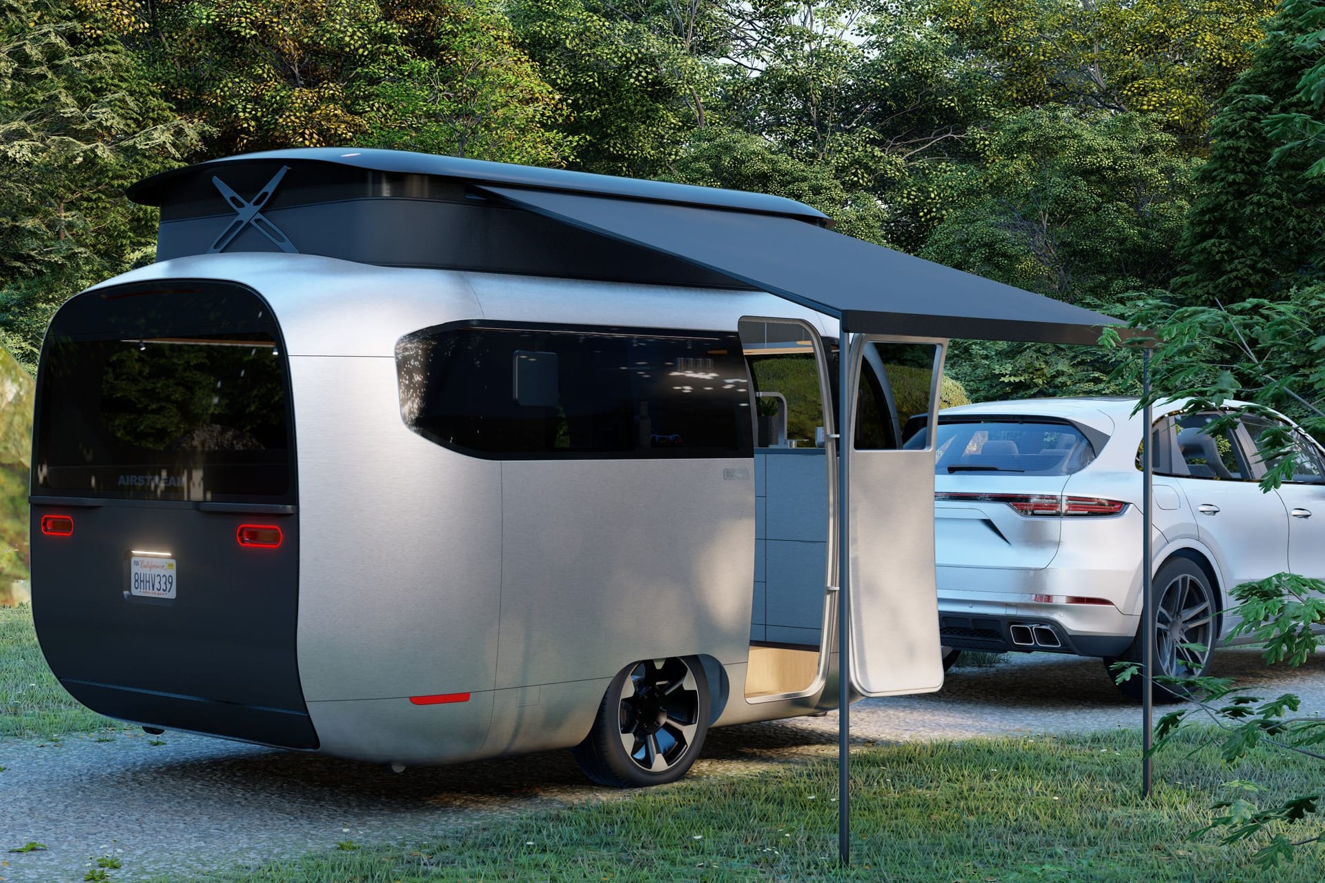 Der vielleicht schnellste Wohnwagen der Welt: Das Designstudio F. A. Porsche und Airstream (berühmt für die silberglänzenden Luxus-Wohnwagen) zeigen ihre Vision von Camping.