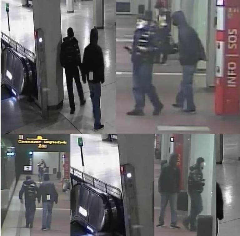 Bilder aus der Überwachungskamera: Die mutmaßlichen Täter sind nach der Tat mit der Stadtbahn ab Aegidientorplatz geflohen.