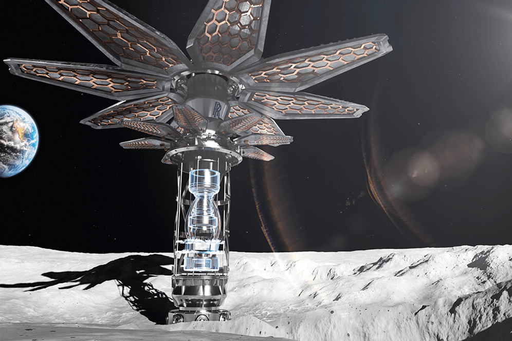 Atomkraft-Blume: So stellt sich Rolls-Royce in einer Illustration das Mikro-Kernkraftwerk auf dem Mond vor.