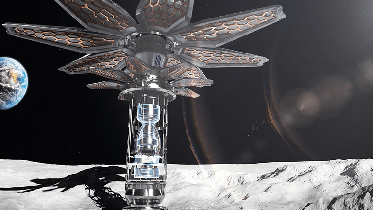 Atomkraft-Blume: So stellt sich Rolls-Royce in einer Illustration das Mikro-Kernkraftwerk auf dem Mond vor.