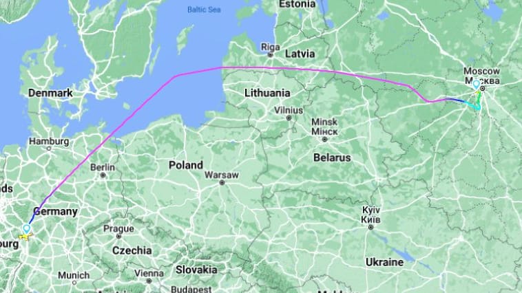 Laut der Webseite Flightradar.com flog die Maschine am 4. März von Frankfurt nach Moskau.