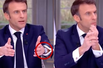 Emmanuel Macron legt während eines Interviews heimlich seine Luxusuhr ab