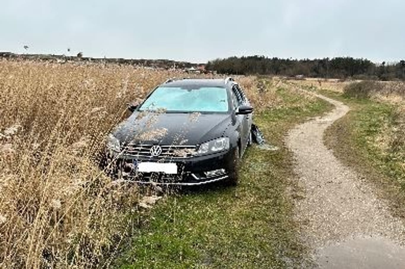 Der schwarze VW Passat stand auf einem Feldweg auf Sylt: Darin wurde ein toter Mann gefunden.