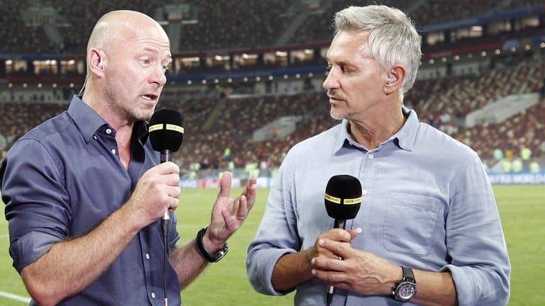 Englands Ex-Kapitän Alan Shearer (l.) und Gary Lineker: Der frühere englische Nationalspieler kritisierte die Asylpolitik.
