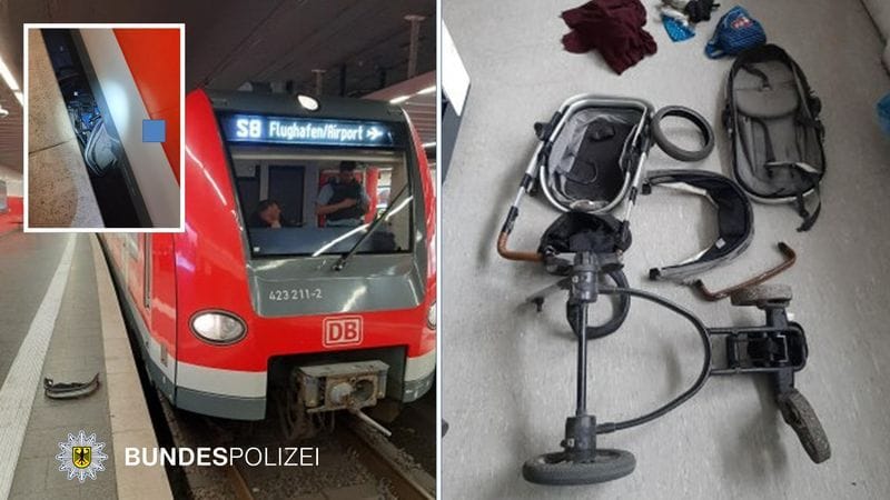 Bange Schrecksekunden am Hauptbahnhof: Ein Kinderwagen rollt ins Gleis und wird von der S-Bahn überfahren. Bange Schrecksekunden am Hauptbahnhof: Ein Kinderwagen rollt ins Gleis und wird von der S-Bahn überfahren.