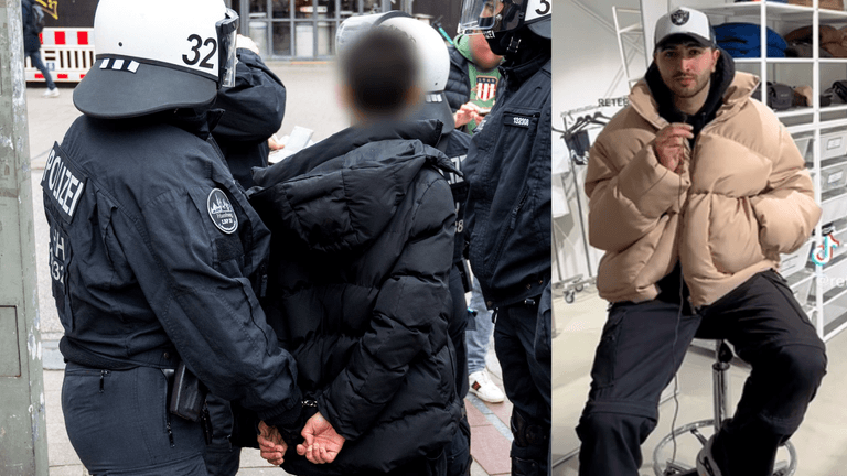 Ein Sprecher eines Hamburger Modelabels (rechts) entschuldigt sich: Am Samstag ist es in Hamburg zwischen Jugendlichen und der Polizei zu Ausschreitungen gekommen.