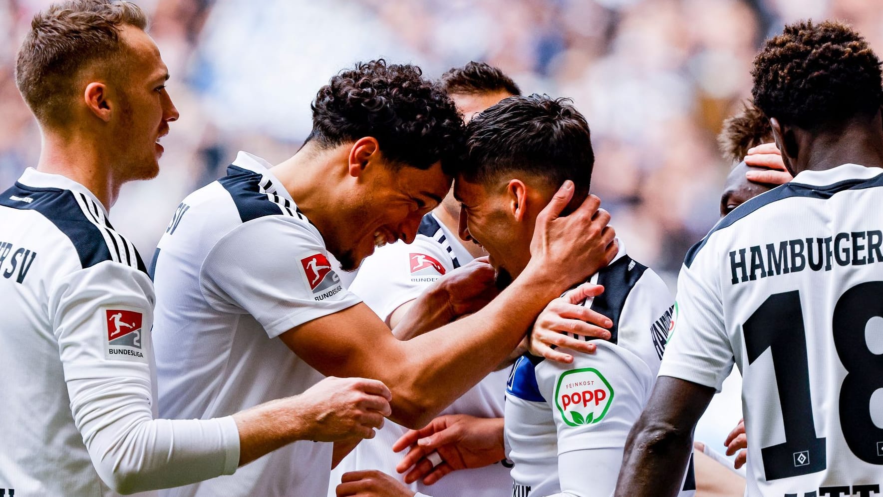 Jubel beim Hamburger SV im Spiel gegen den 1. FC Nürnberg.