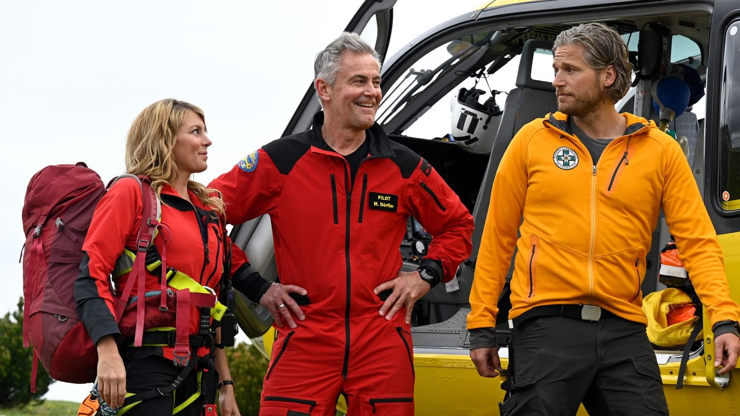 Die "Bergretter"-Stars: Robert Lohr, Luise Bähr und Sebastian Ströbel.