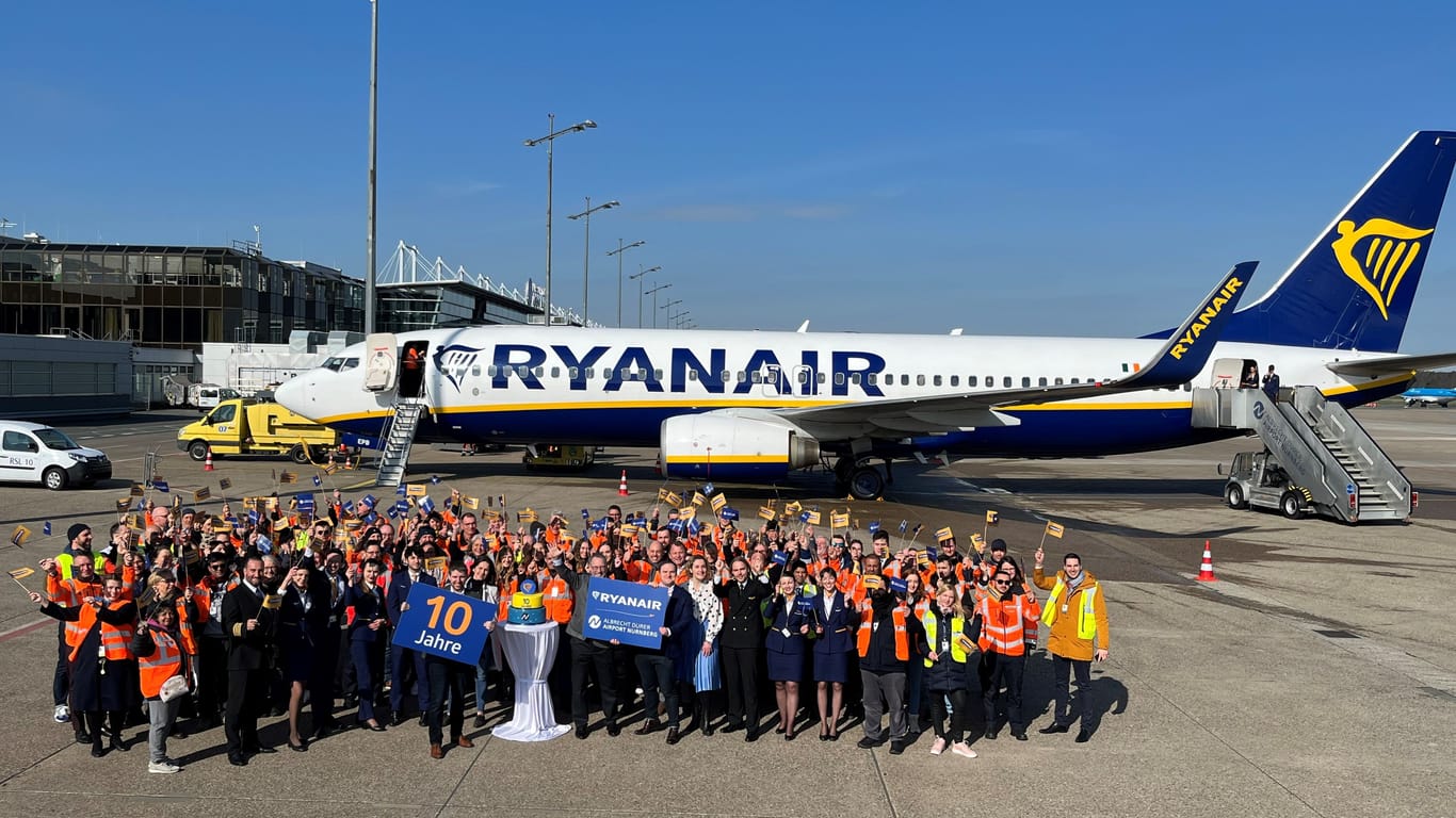 Seit 2013 ist Ryanair am Flughafen Nürnberg vertreten - und seitdem enorm gewachsen.