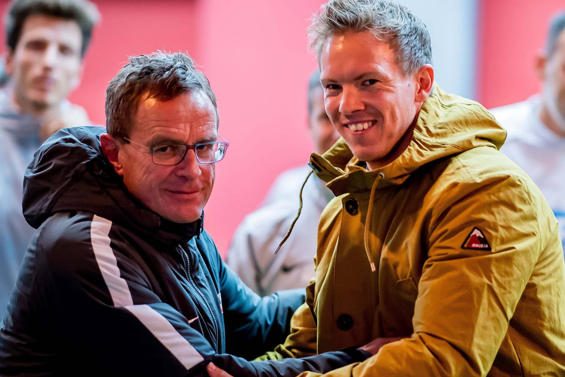 Ralf Rangnick und Julian Nagelsmann (r.): Beide kennen sich aus Zeiten bei RB Leipzig.