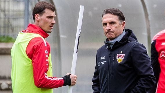 Bruno Labbadia: Trotz Berichten über seinen Rauswurf leitete er nochmal das Stuttgart-Training.