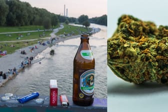 Bier, Feuerzeug und Zigaretten an der Wittelsbacherbrücke (Archivbild): liegt daneben bald auch eine Knolle Cannabis?