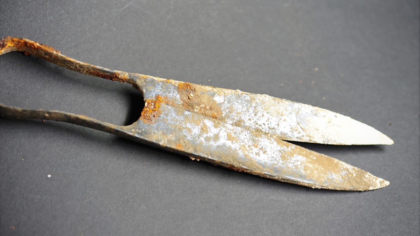 Könnte heute noch benutzt werden: Eine 2.300 Jahre alte Schere aus dem jetzt gefundenen Keltengrab.