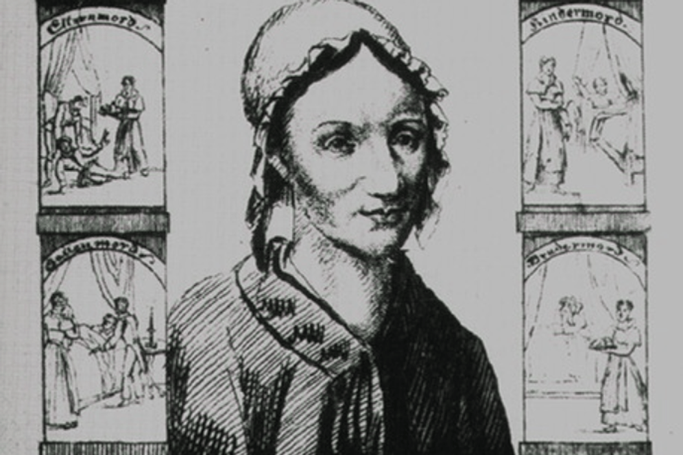 Eine historische Zeichnung der Giftmörderin Gesche Gottfried. Sie war die Tochter des Schneidermeisters Johann Timm und der Wollnäherin Gesche Margarethe Timm.