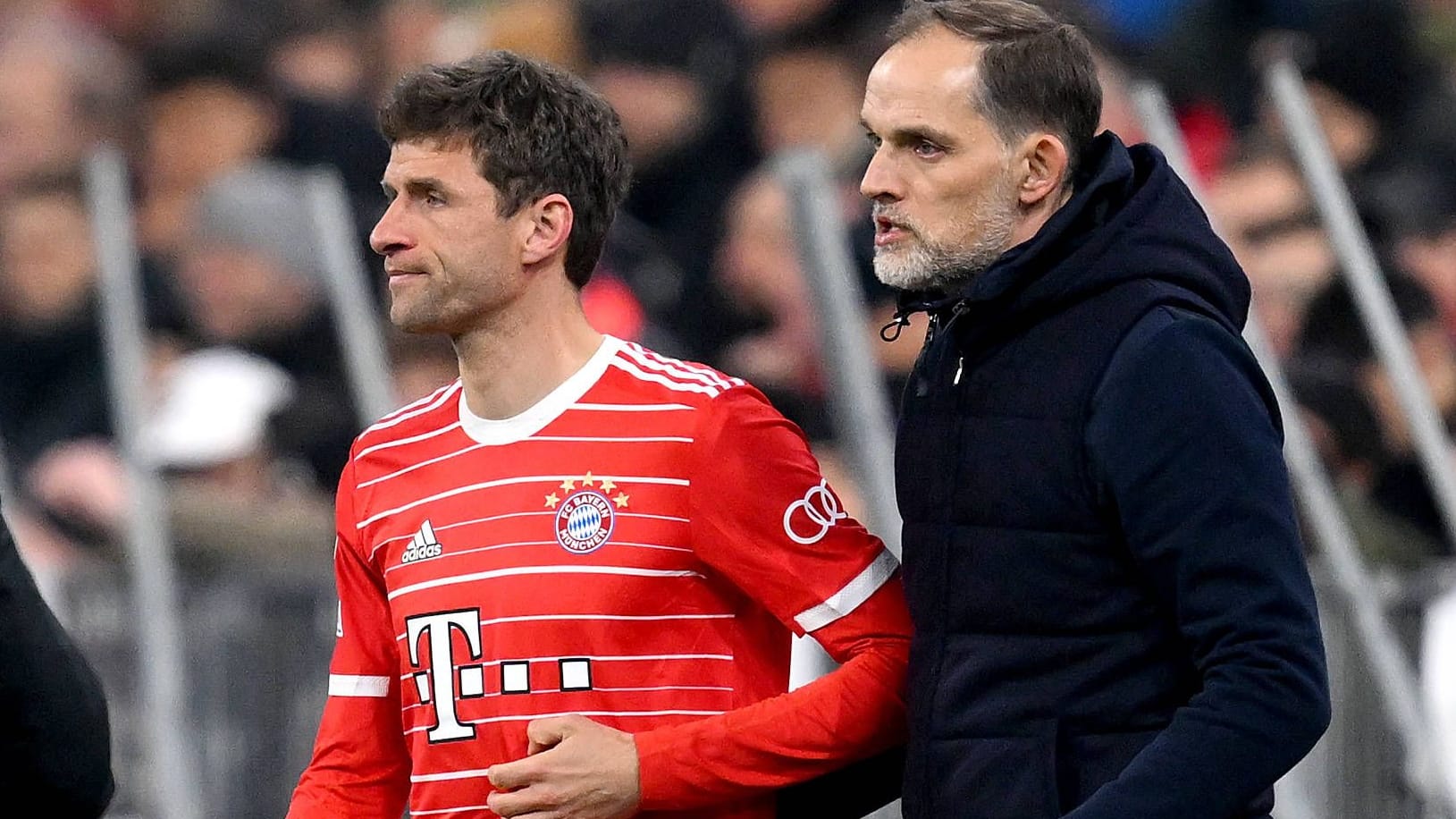 Thomas Tuchel (r.) und Thomas Müller: Wie er mit dem Vizekapitän umgeht, wird auch bei dem neuen Trainer des FC Bayern genau beobachtet.