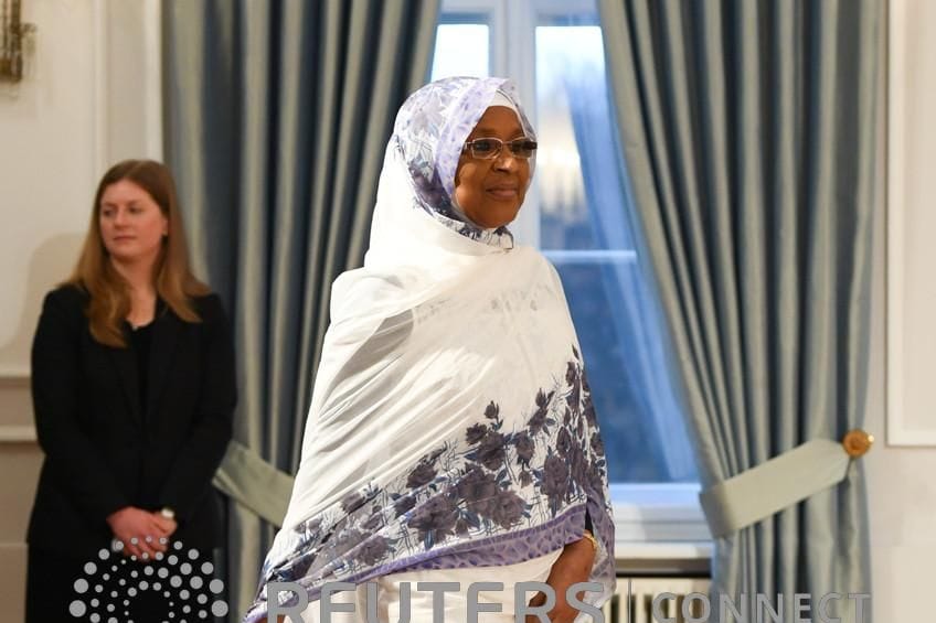 Mariam Ali Moussa bei ihrer Willkommenszeremonie im Schloss Bellevue 2021.