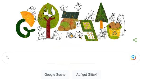 Google-Doodle zum Earth Day: Der Internetkonzern weist mit einer witzigen Animation auf den Umweltschutztag hin.